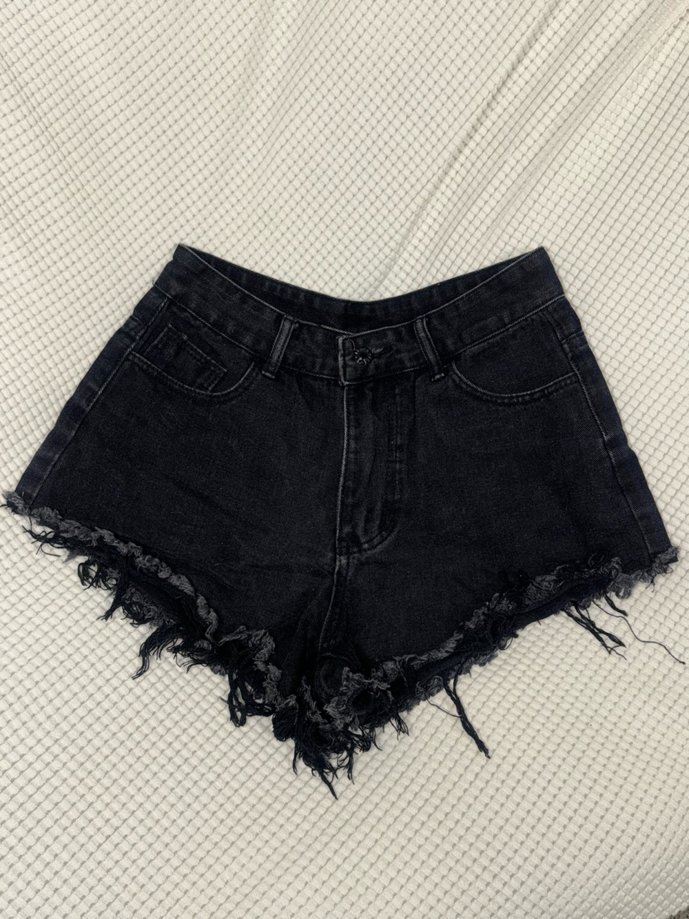 Jean shorts with flames on back pockets